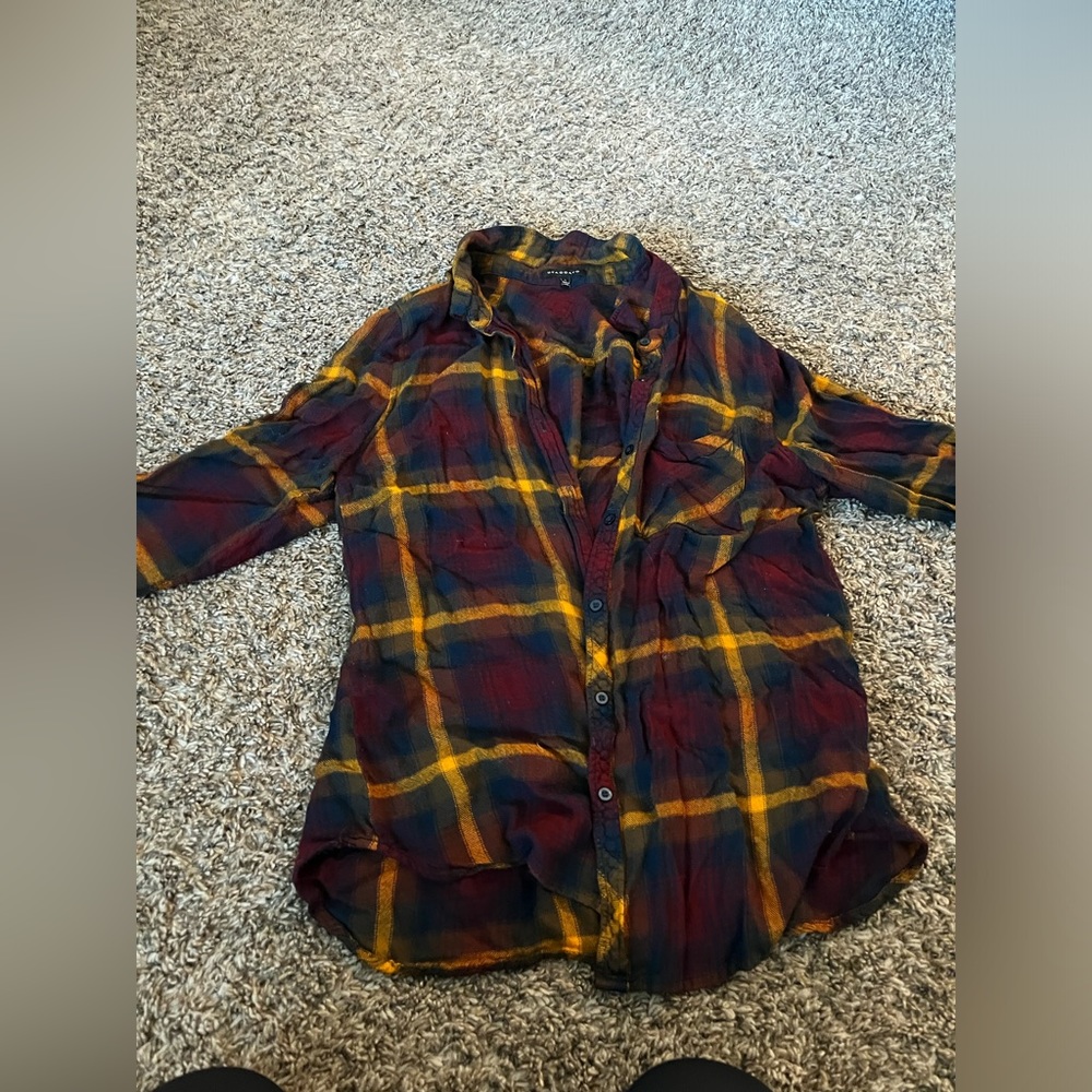 Multicolor long sleeve plaid top
